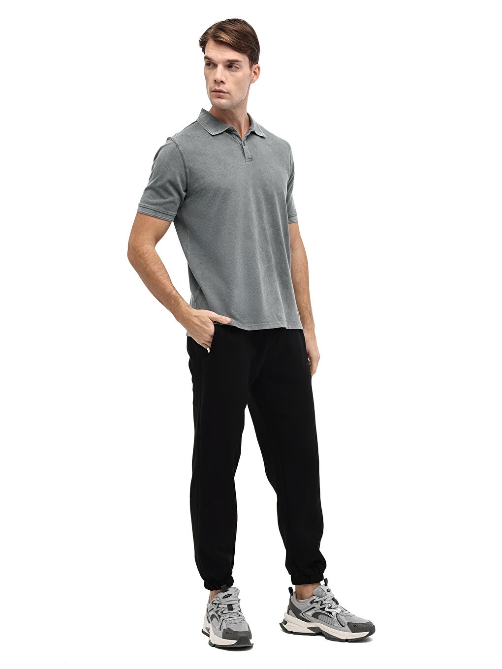 MB BS20 POLO T-SH 5FX Gri Erkek Kısa Kol T-Shirt-2