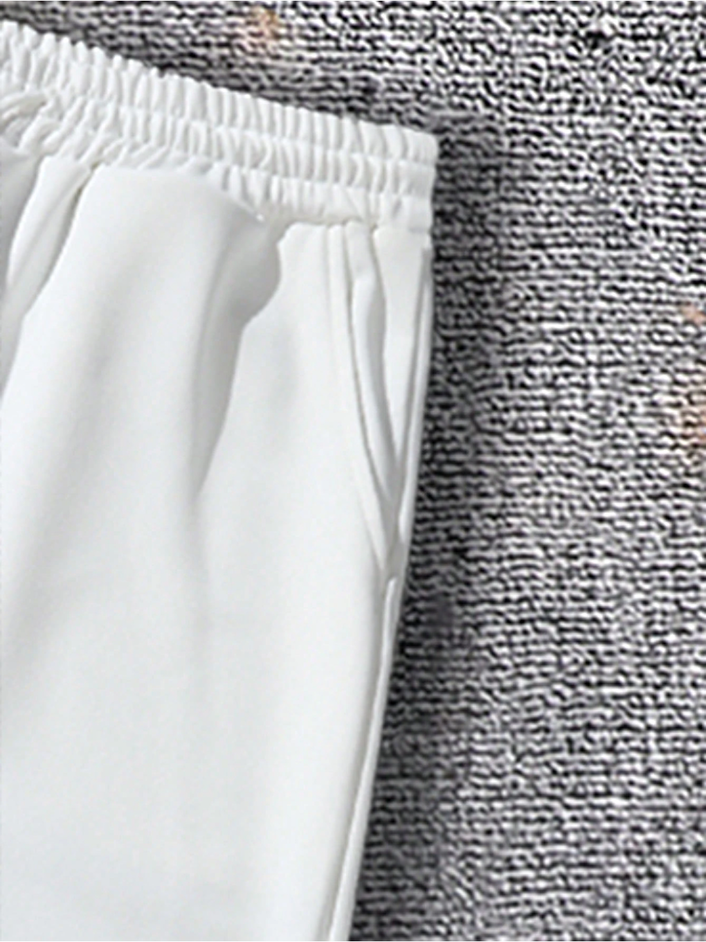 Ekru Unısex Regular/Normal Kesim Paçası Lastikli İçi Polar/Sıcak Tutan Eşofman Altı-3