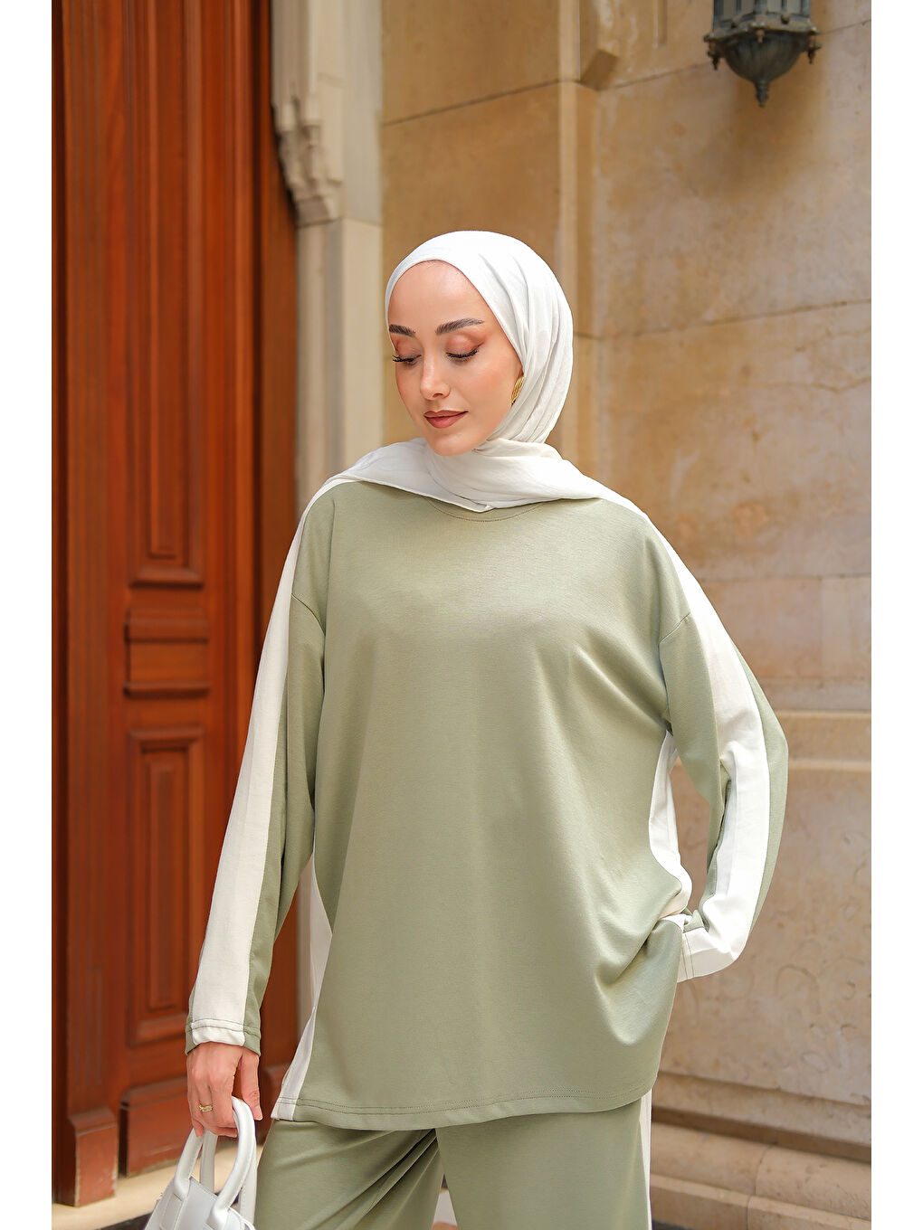 Kadın Yan Şerit Detay İkili Takım Açık Yeşil-1