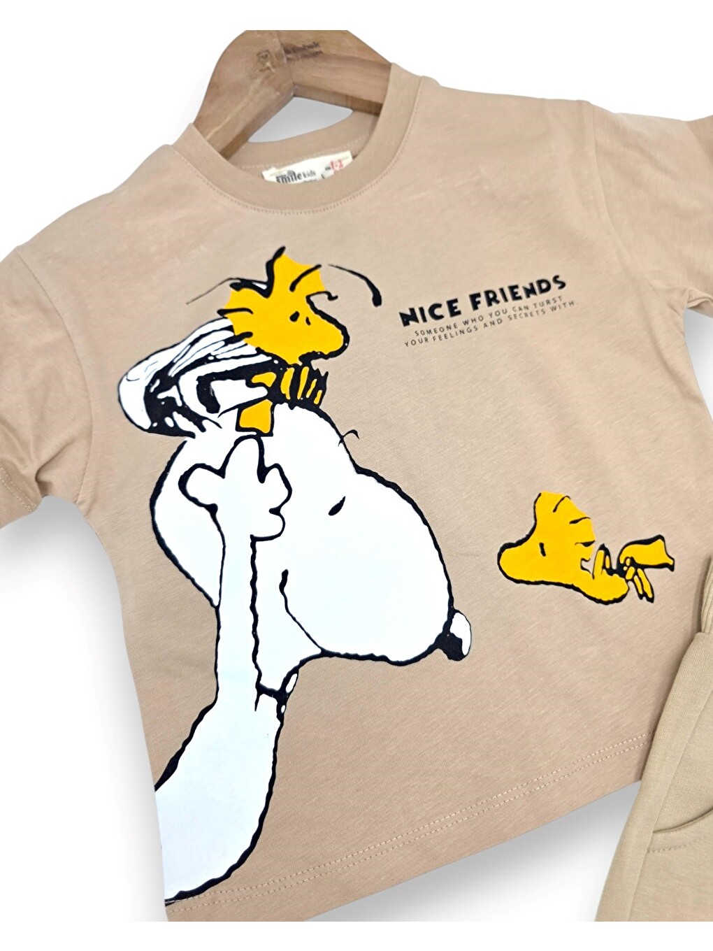 Bej Erkek Çocuk Yazlık Snoopy Baskılı Şort T-shirt 2'li Takım-4