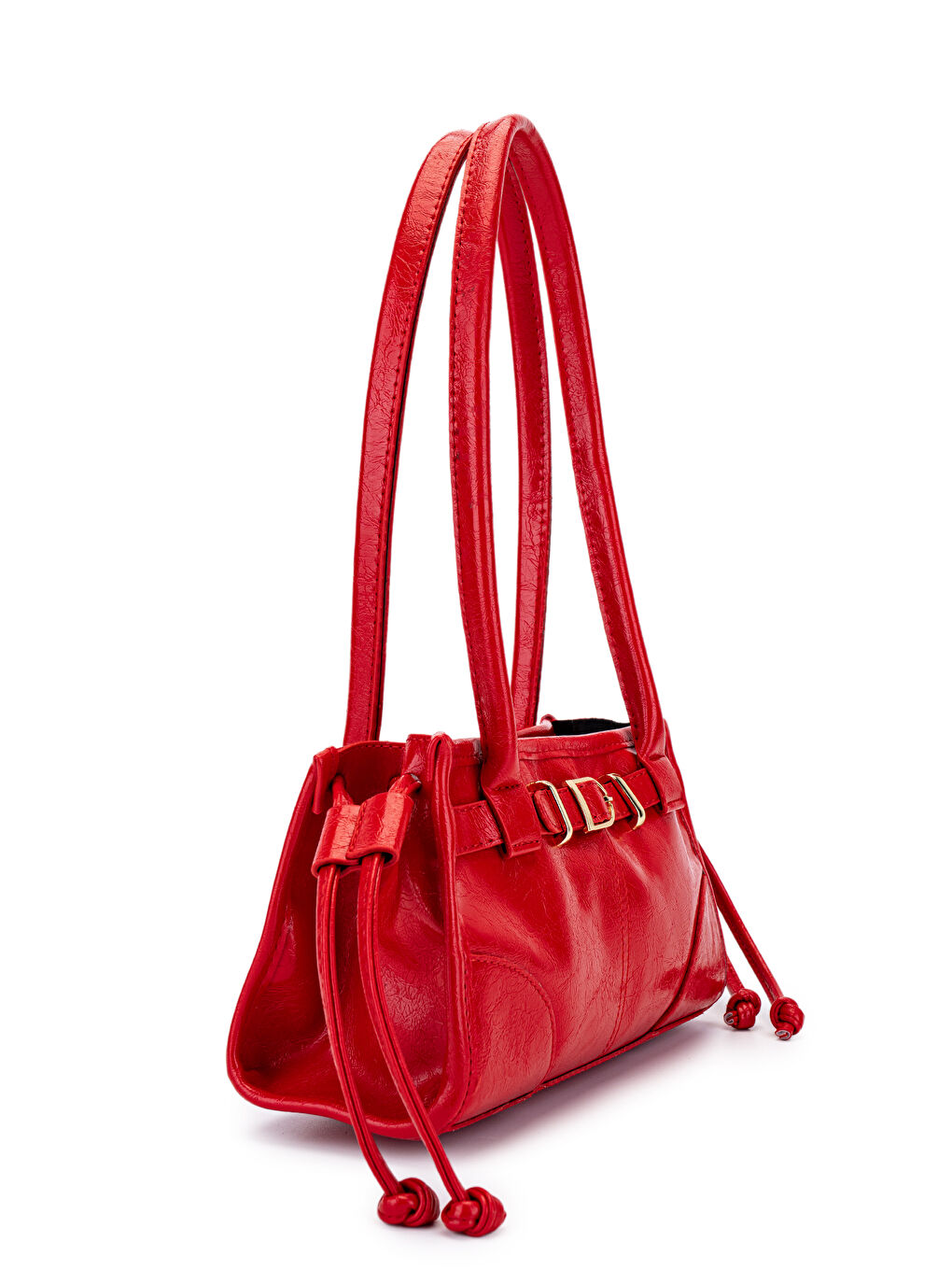 Kemer Detaylı Suni Kılçıllı Deri Kadın Omuz Çanta Girls Kırmızı-1