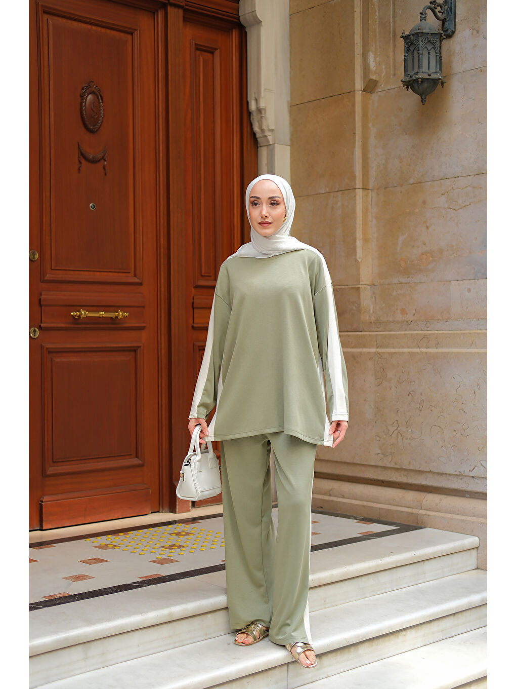 Kadın Yan Şerit Detay İkili Takım Açık Yeşil-2