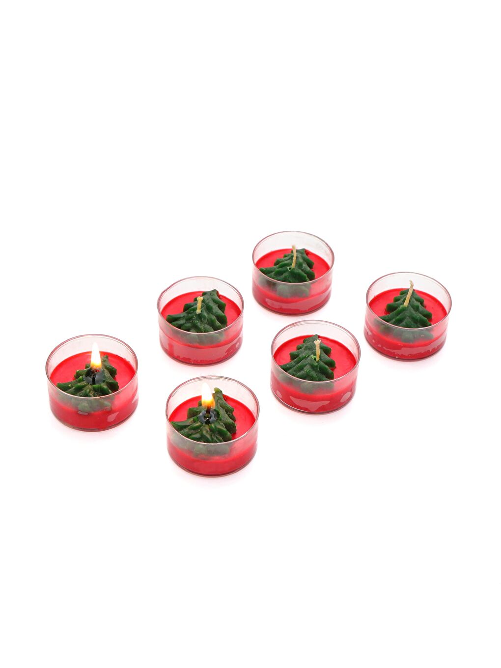 Missi Kırmızı 6lı Çamağacı Kabartmalı Tealight Mum Seti