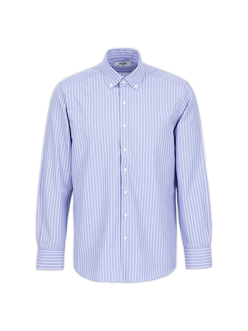 Mavi Uzun Kol Regular Fit Çizgili Düğmeli Yaka Pamuklu Kolay Ütülenebilir Gömlek