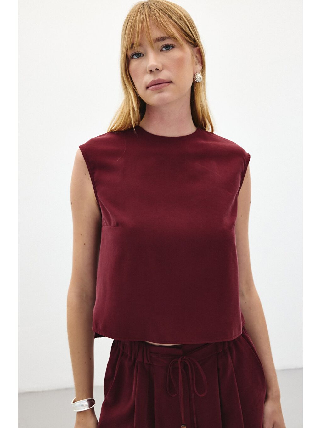Kolsuz Salaş Bluz - Bordo-1