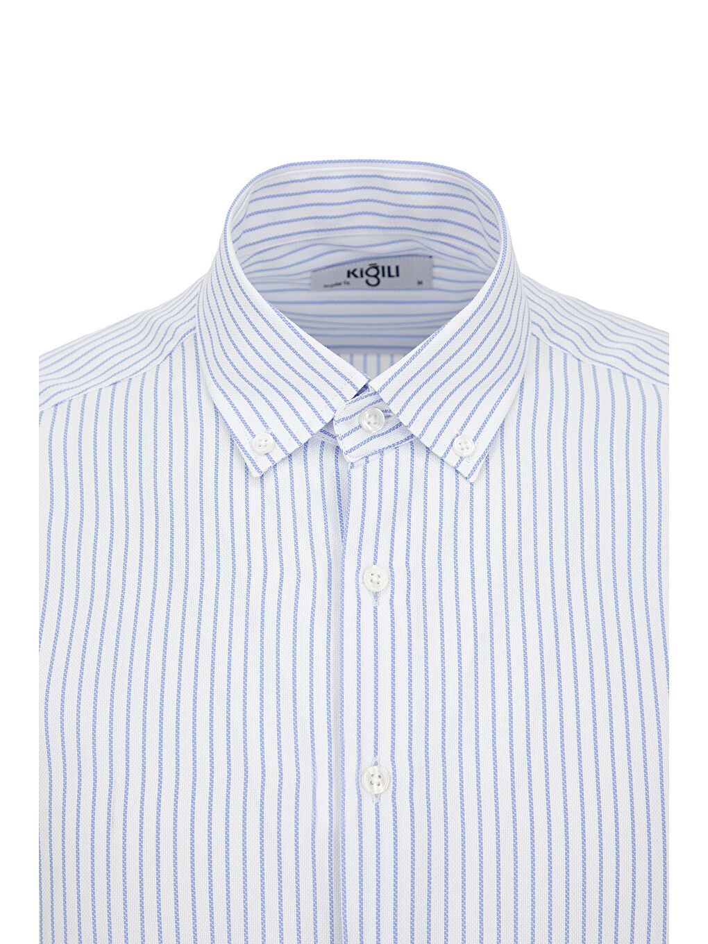 Mavi Uzun Kol Regular Fit Çizgili Düğmeli Yaka Pamuklu Kolay Ütülenebilir Gömlek-2