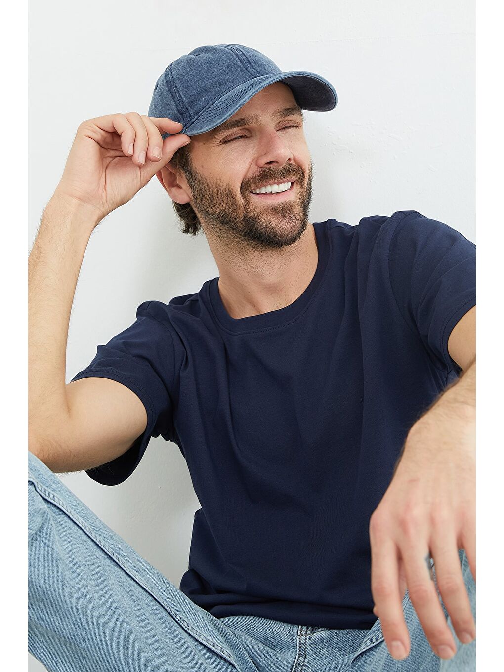 Lacivert Basic Bisiklet Yaka Tişört