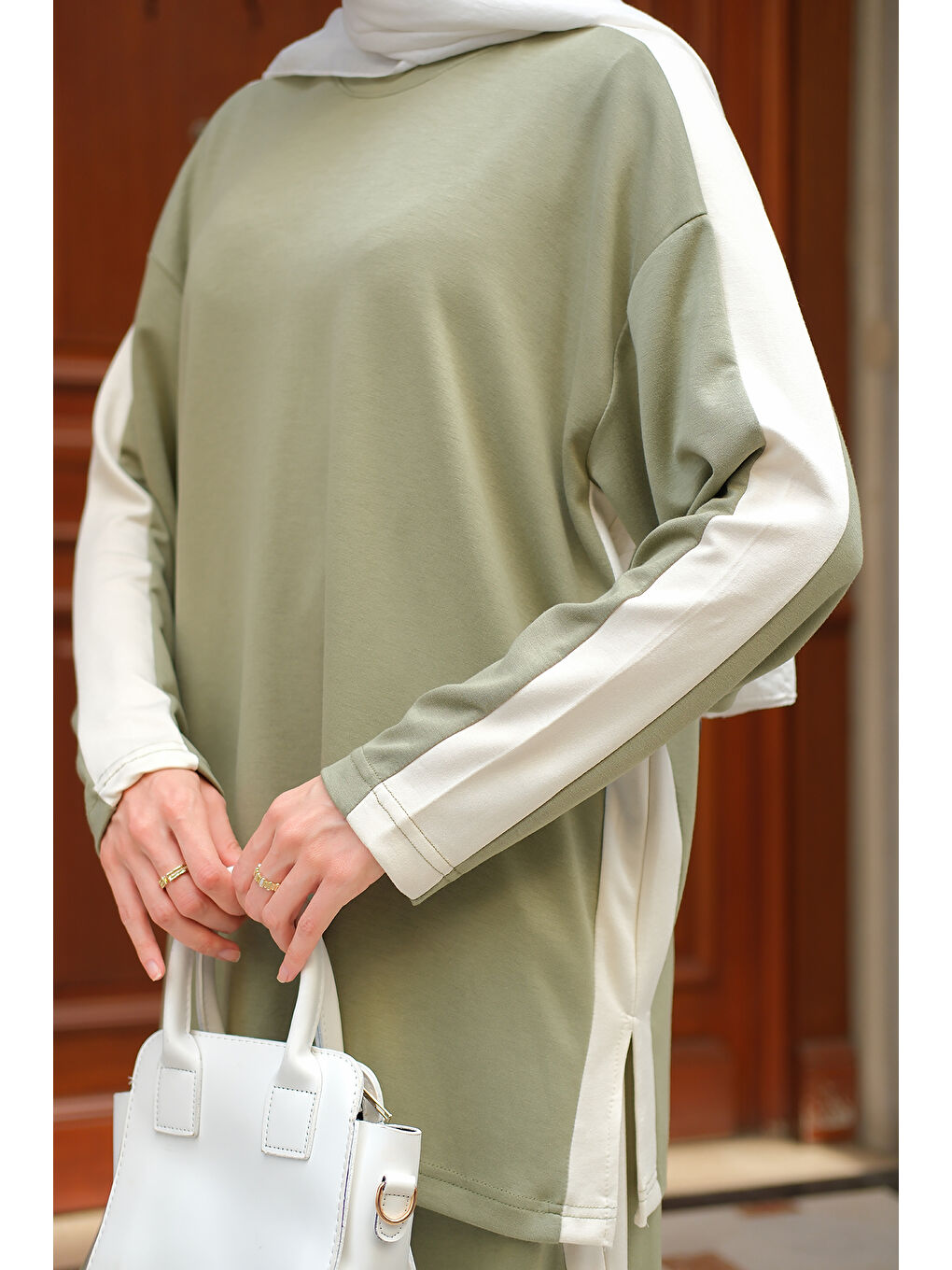 Kadın Yan Şerit Detay İkili Takım Açık Yeşil-4