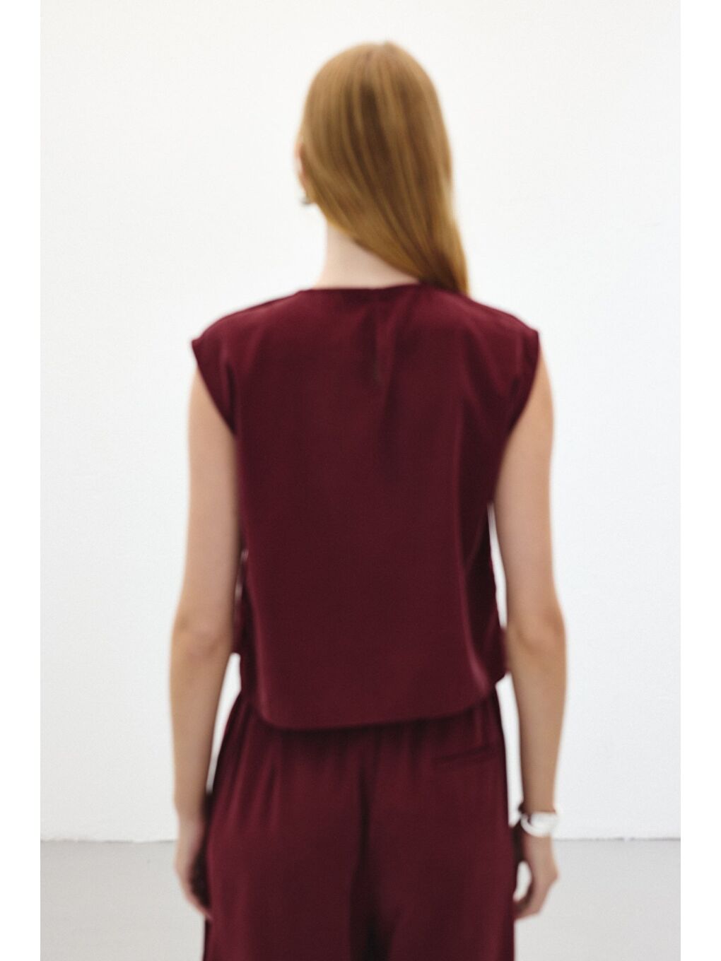 Kolsuz Salaş Bluz - Bordo-3