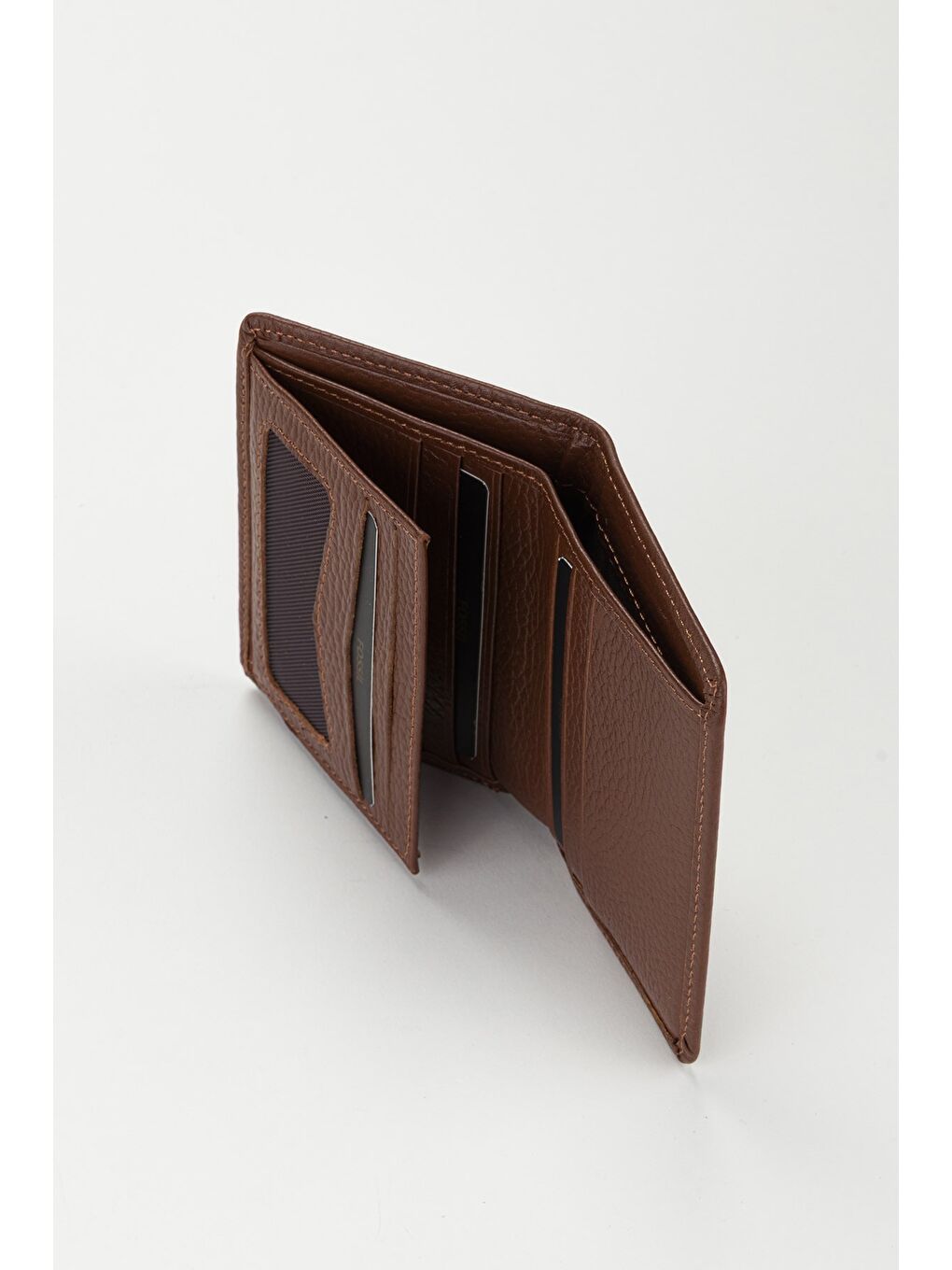 Kahverengi Kutulu Hakiki Deri Dikey Ekstra Kartlıklı Mini Erkek El Portföyü Cüzdan-5
