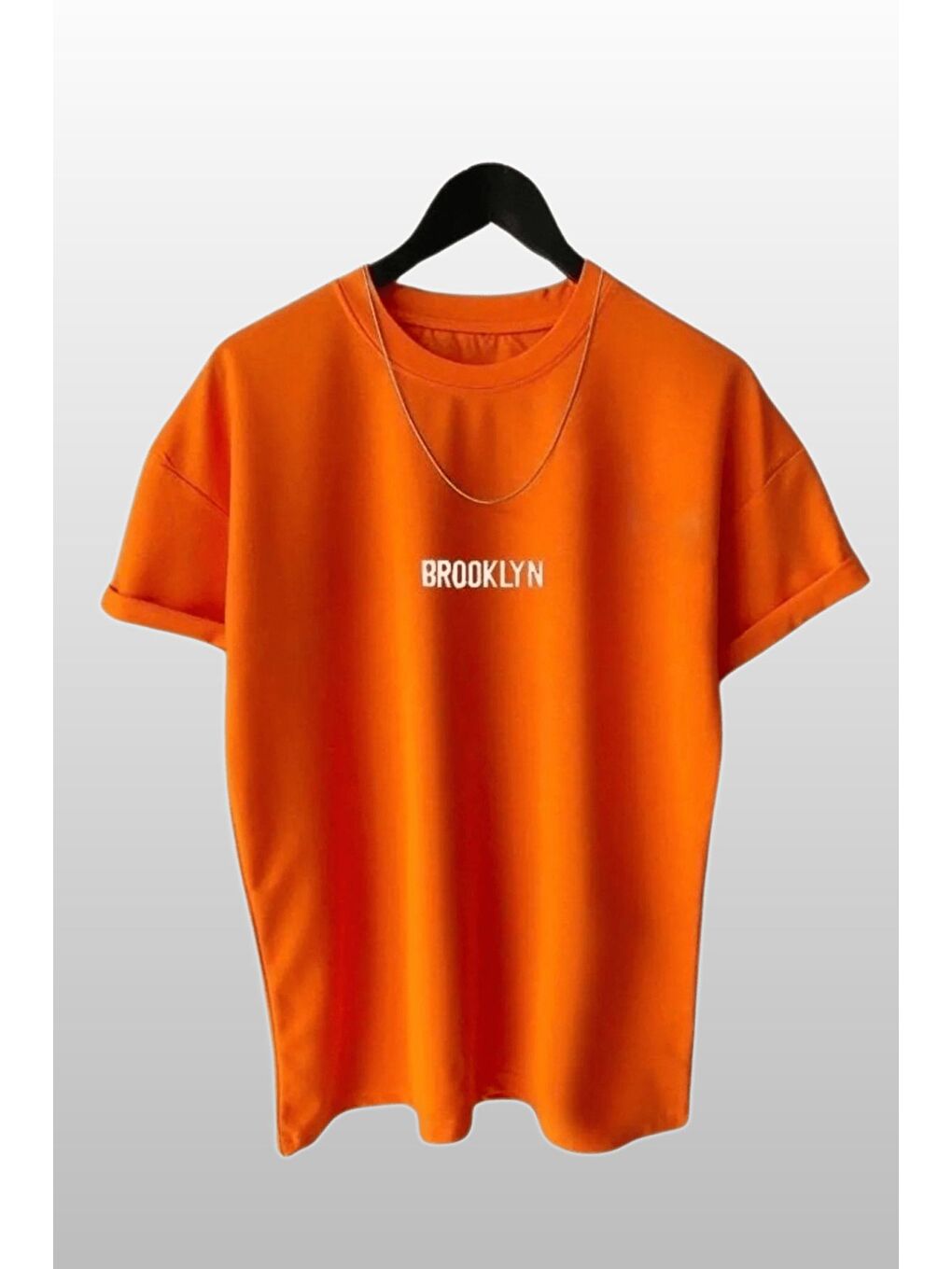 Erkek Brooklyn Baskılı 2 li Paket Turuncu Lila Kısa Kollu Tişört-2