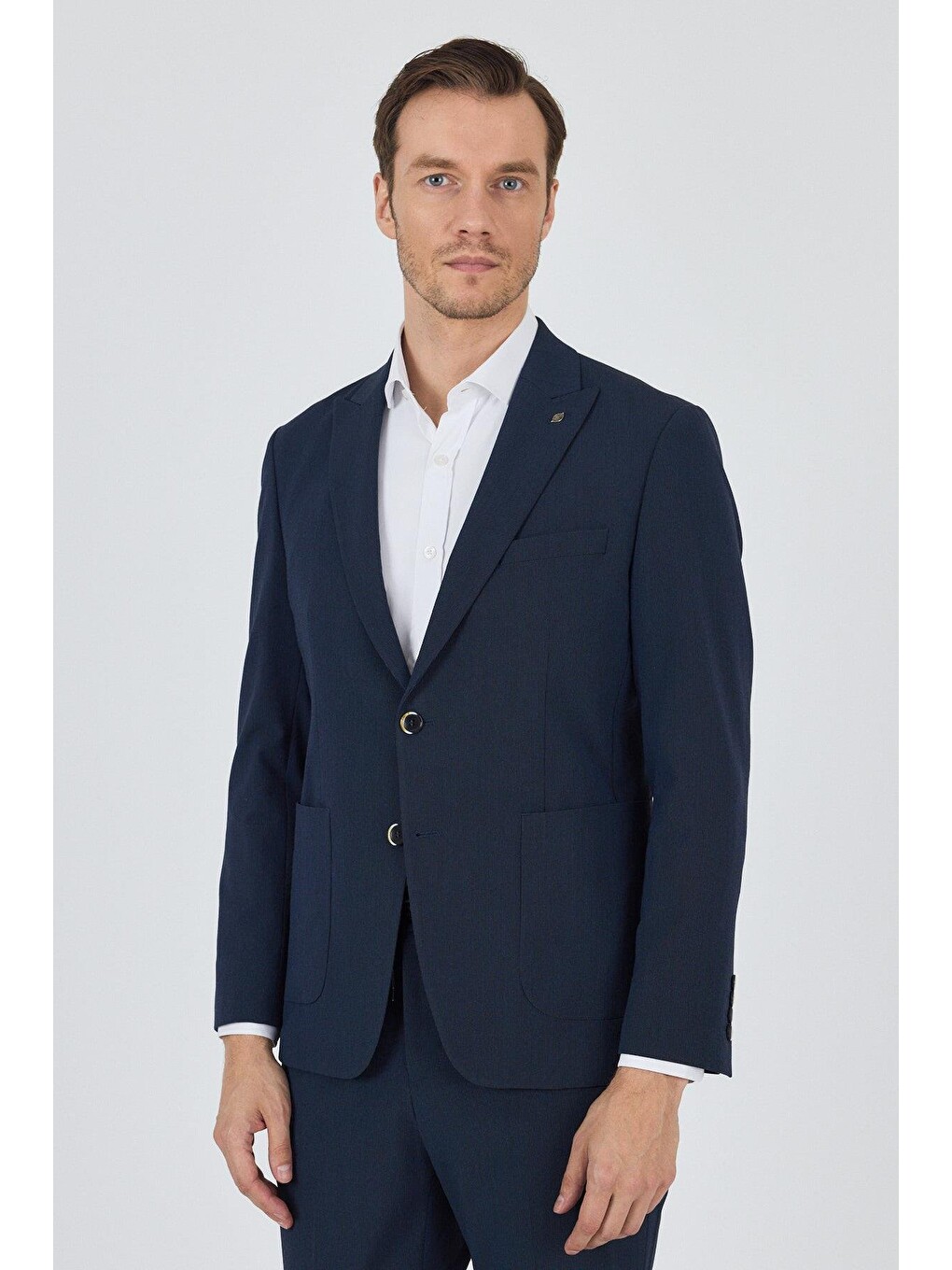 Koyu Lacivert Kılıç Yaka Esnek 6 Drop Slim Fit Classic Takım Elbise 1001250100-2