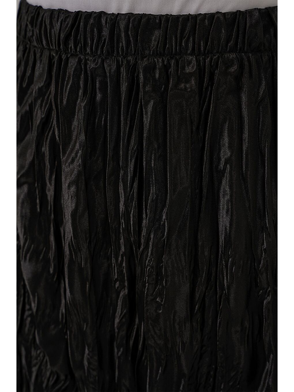 Kadın Uzun Kırışık Etek 8034 - Siyah-4
