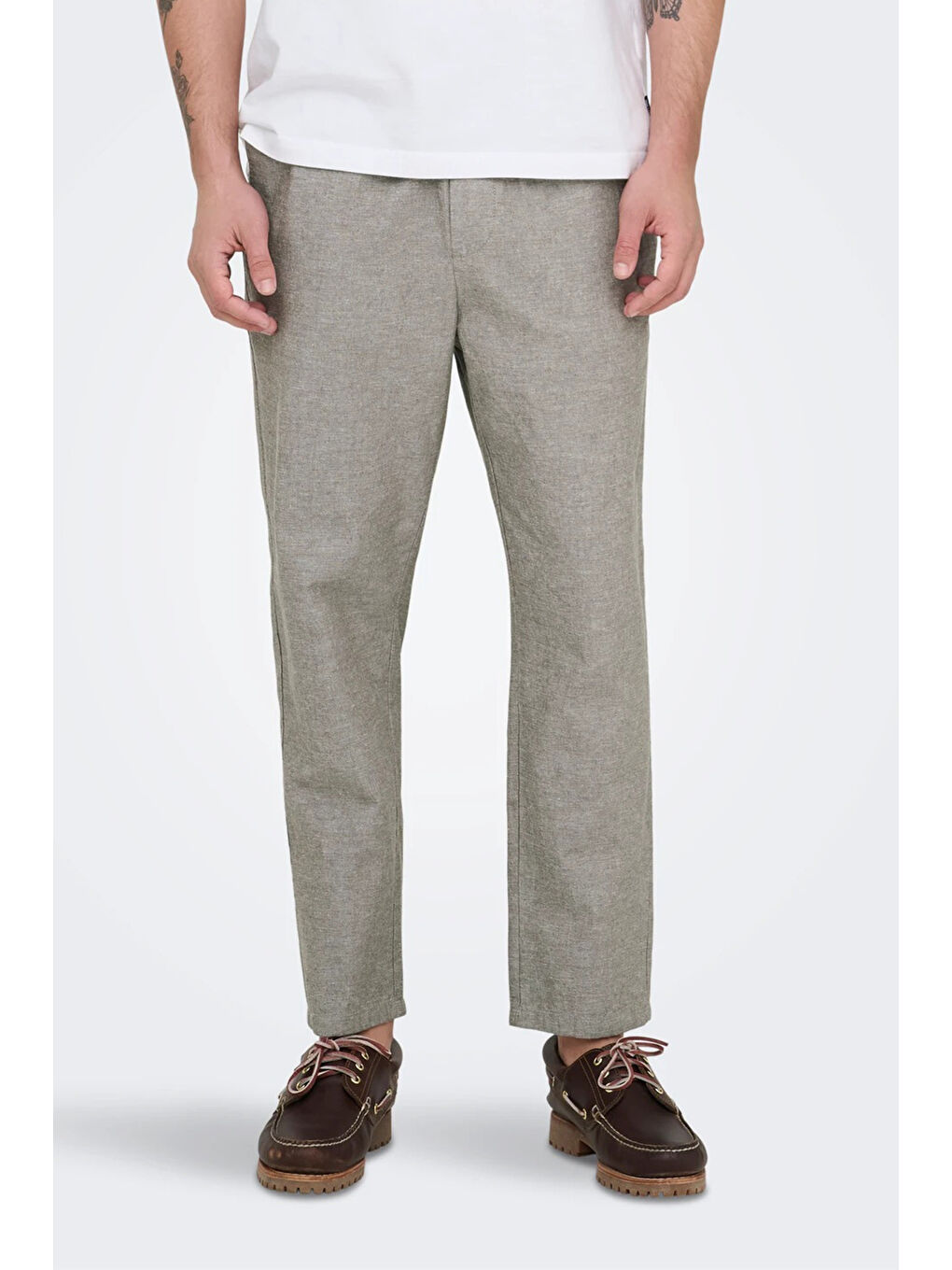 Bej Onslinus Keten ve Pamuk Karışımlı Tapered Fit Daralan Paça Pantolon 22024966