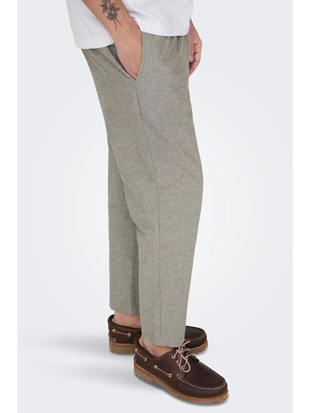 Bej Onslinus Keten ve Pamuk Karışımlı Tapered Fit Daralan Paça Pantolon 22024966-2