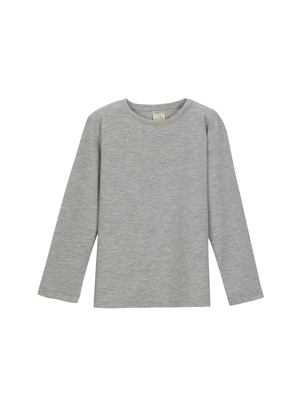 Gri 2 Unısex Sıfır Yaka Uzun Kollu Tişört