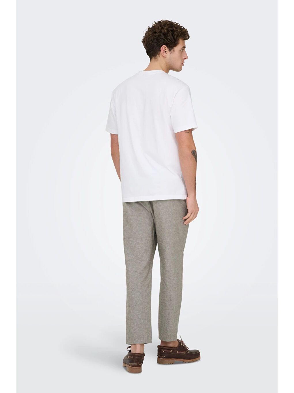 Bej Onslinus Keten ve Pamuk Karışımlı Tapered Fit Daralan Paça Pantolon 22024966-3