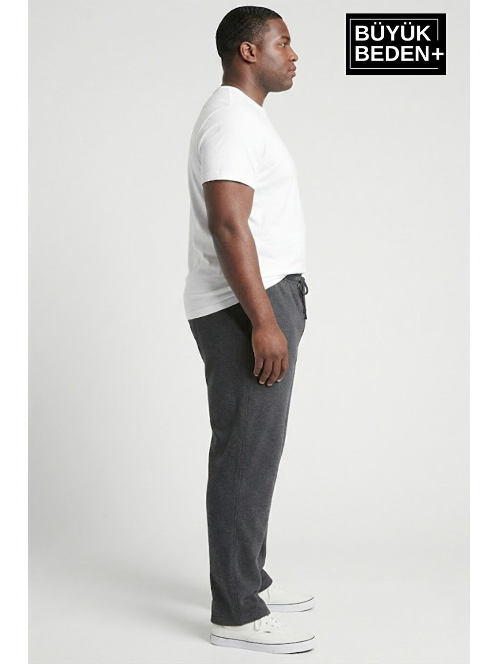 Antrasit Erkek Büyük Beden New York Baskılı Rahat Kesim Paça Reçme ince Eşofman Altı SPR26EA952-5-1