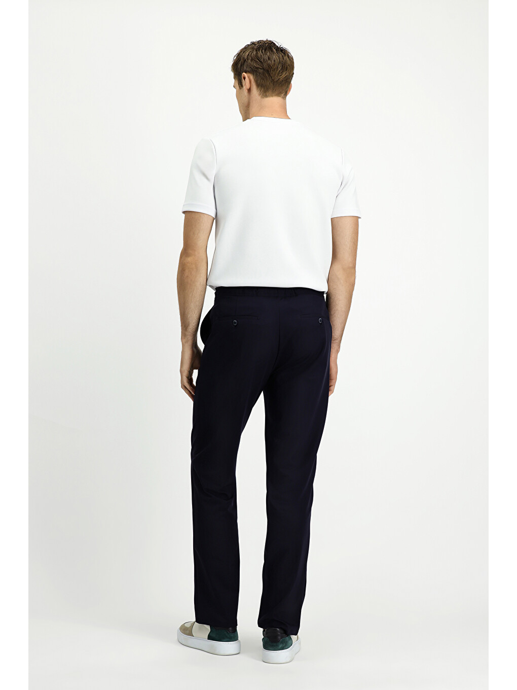 Lacivert Techno-Line Relaxed Fit Rahat Kesim Beli Lastikli İpli Elastanlı Klasik Kumaş Pantolon-3