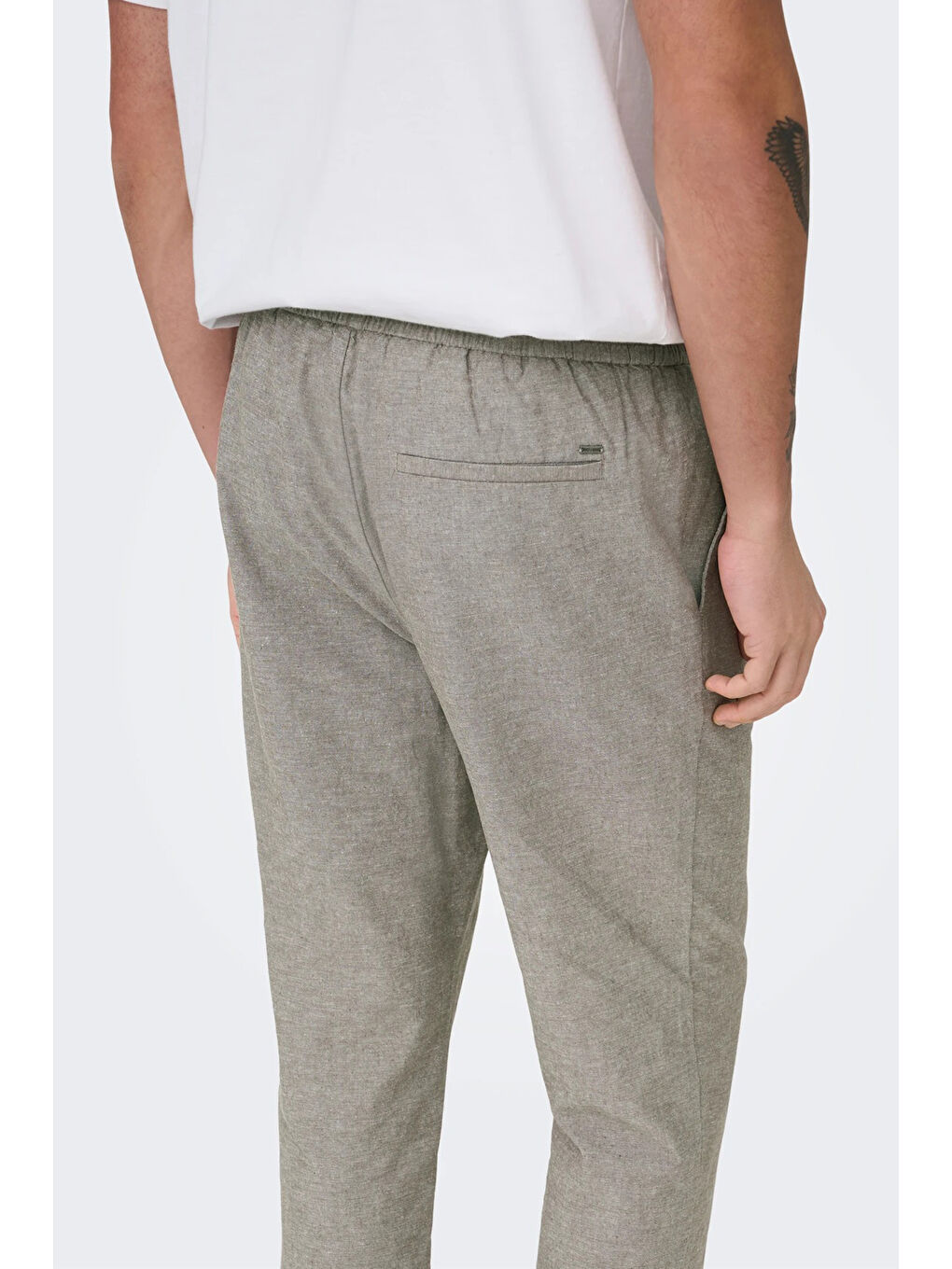 Bej Onslinus Keten ve Pamuk Karışımlı Tapered Fit Daralan Paça Pantolon 22024966-4