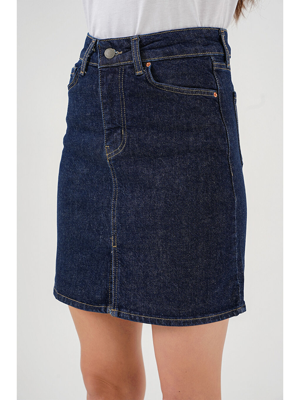 Kadın Mini Jean Etek 8037   Lacivert-2