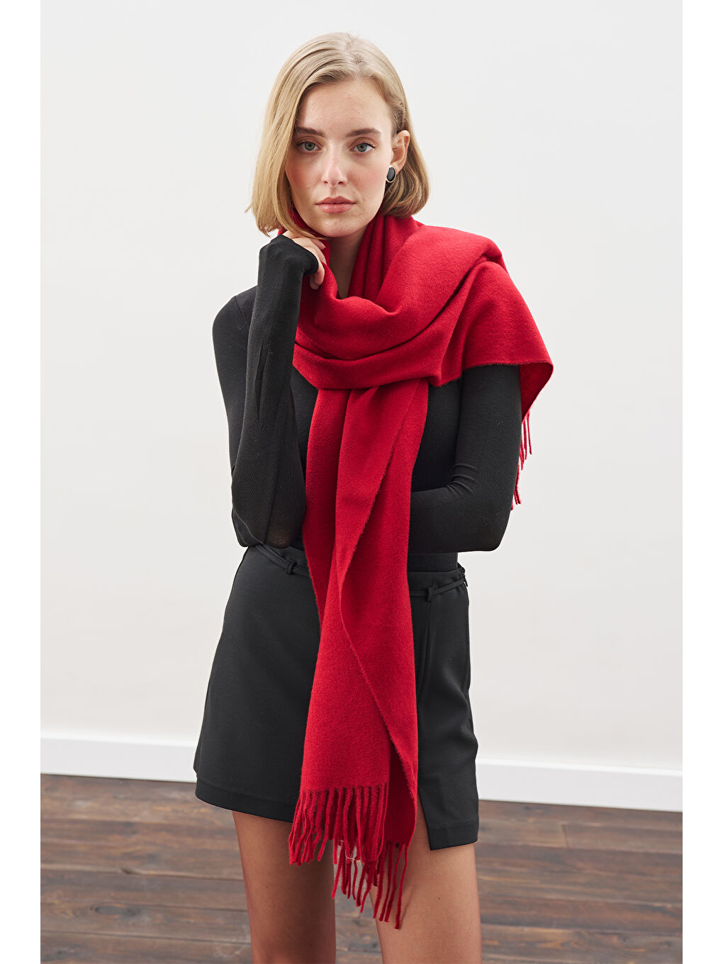 Kaşmir Dokulu Şal Kırmızı-1