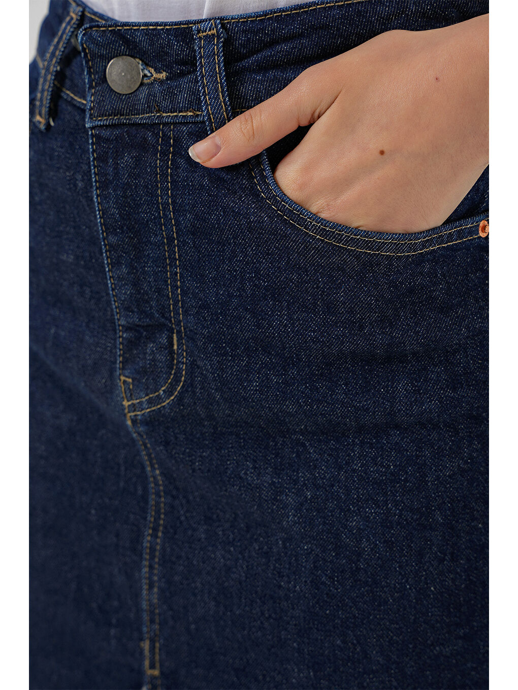 Kadın Mini Jean Etek 8037   Lacivert-4