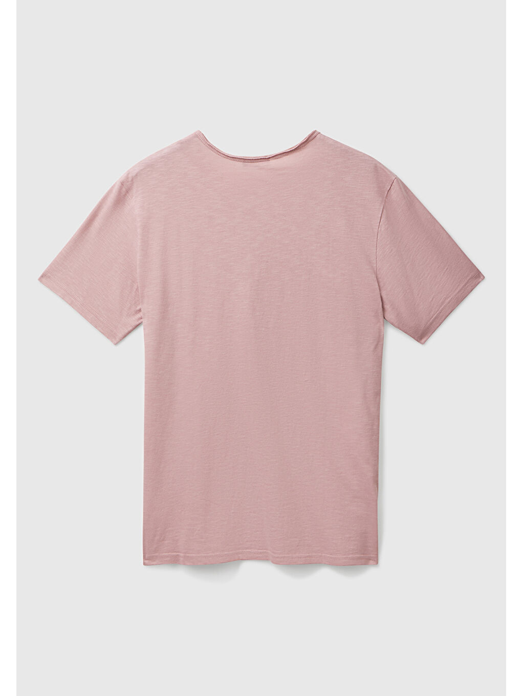 Erkek Pembe Bisiklet Yaka Slub T-shirt-3
