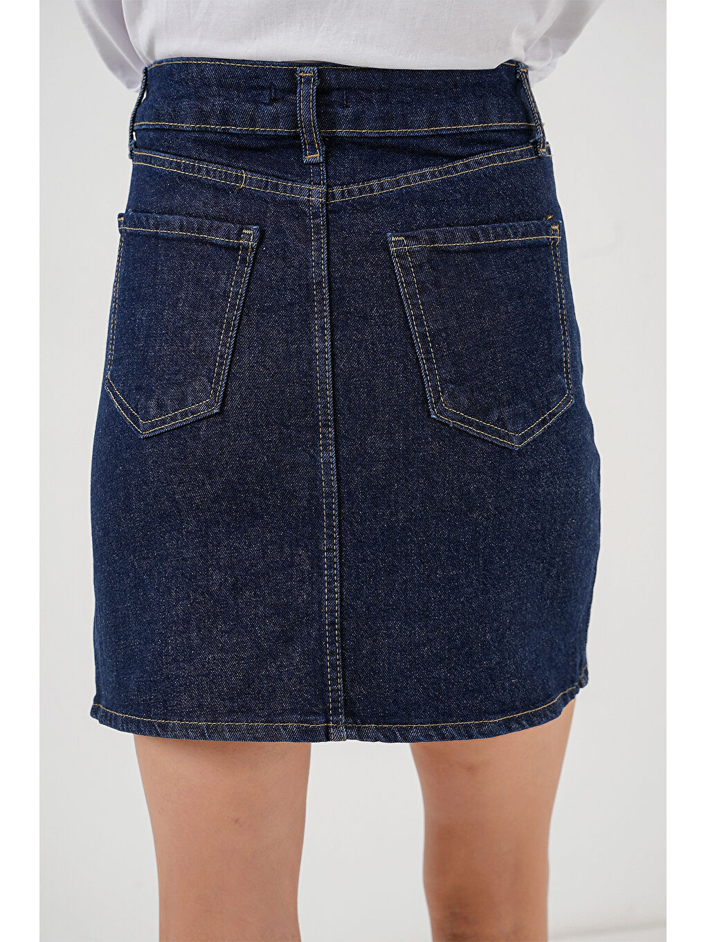 Kadın Mini Jean Etek 8037   Lacivert-5