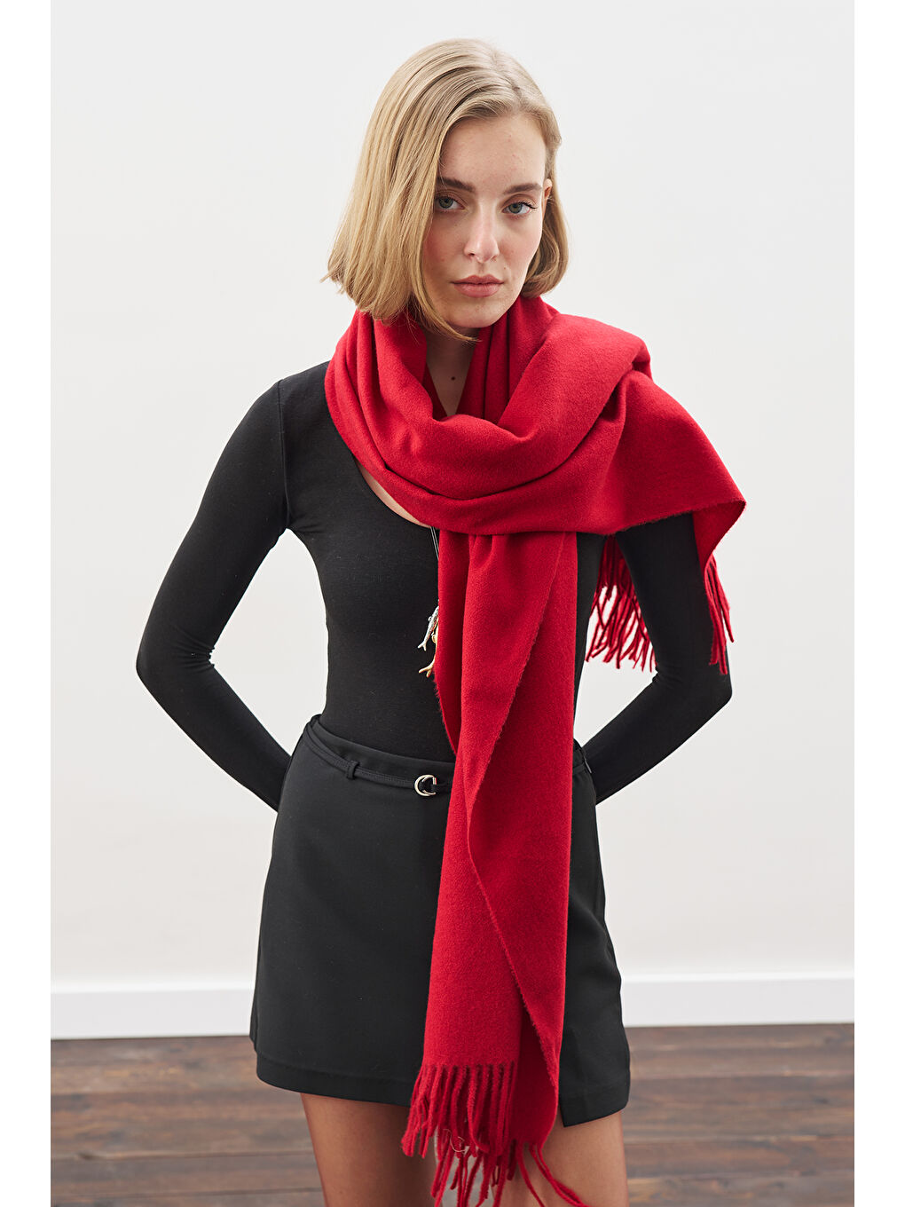 Kaşmir Dokulu Şal Kırmızı-2