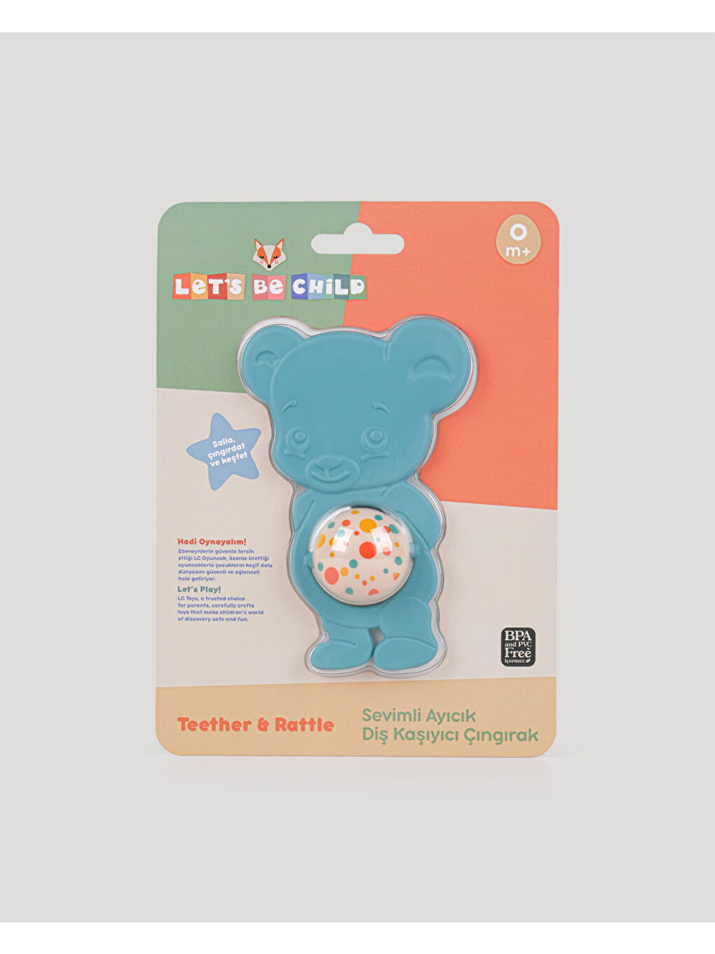 Sevimli Ayıcık Diş Kaşıyıcı Çıngırak-Turkuaz-2