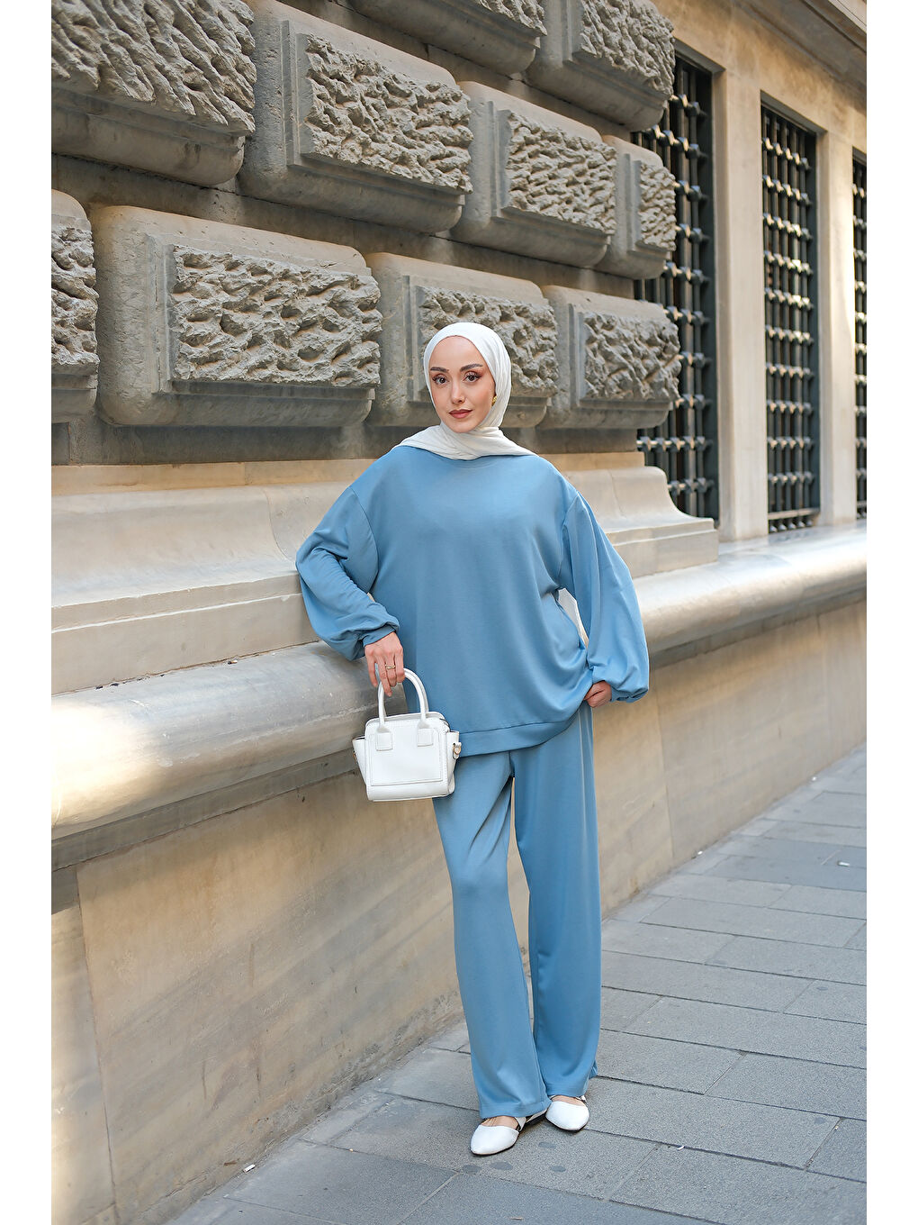 Kadın Bisiklet Yaka İkili Takım Açık Mavi-1