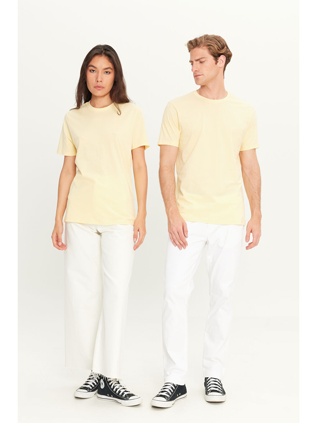 Erkek Sarı Slim Fit Dar Kesim %100 Pamuk Bisiklet Yaka Kısa Kollu Tişört-3