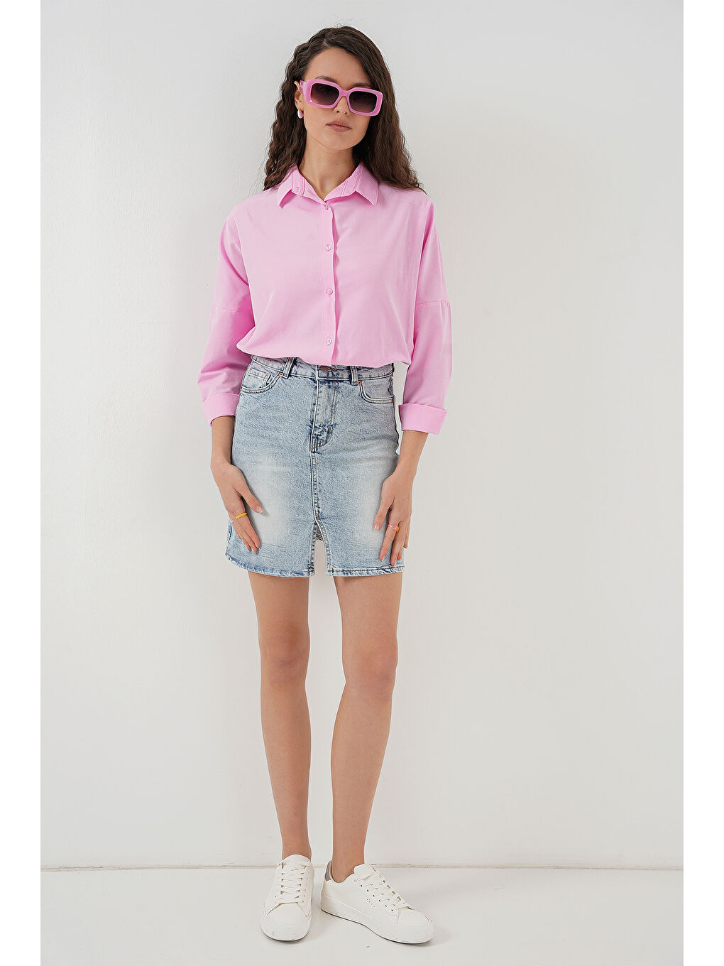 Kadın Mini Jean Etek 8037   Mavi-1