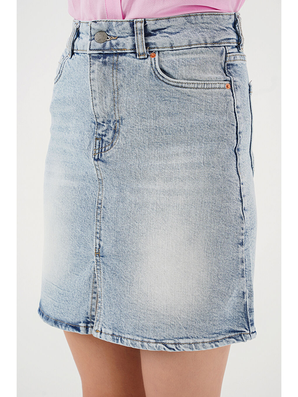 Kadın Mini Jean Etek 8037   Mavi-2