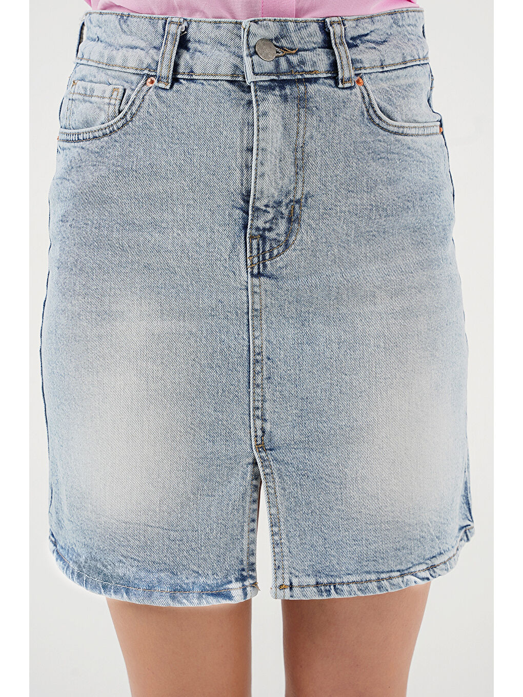 Kadın Mini Jean Etek 8037   Mavi-4