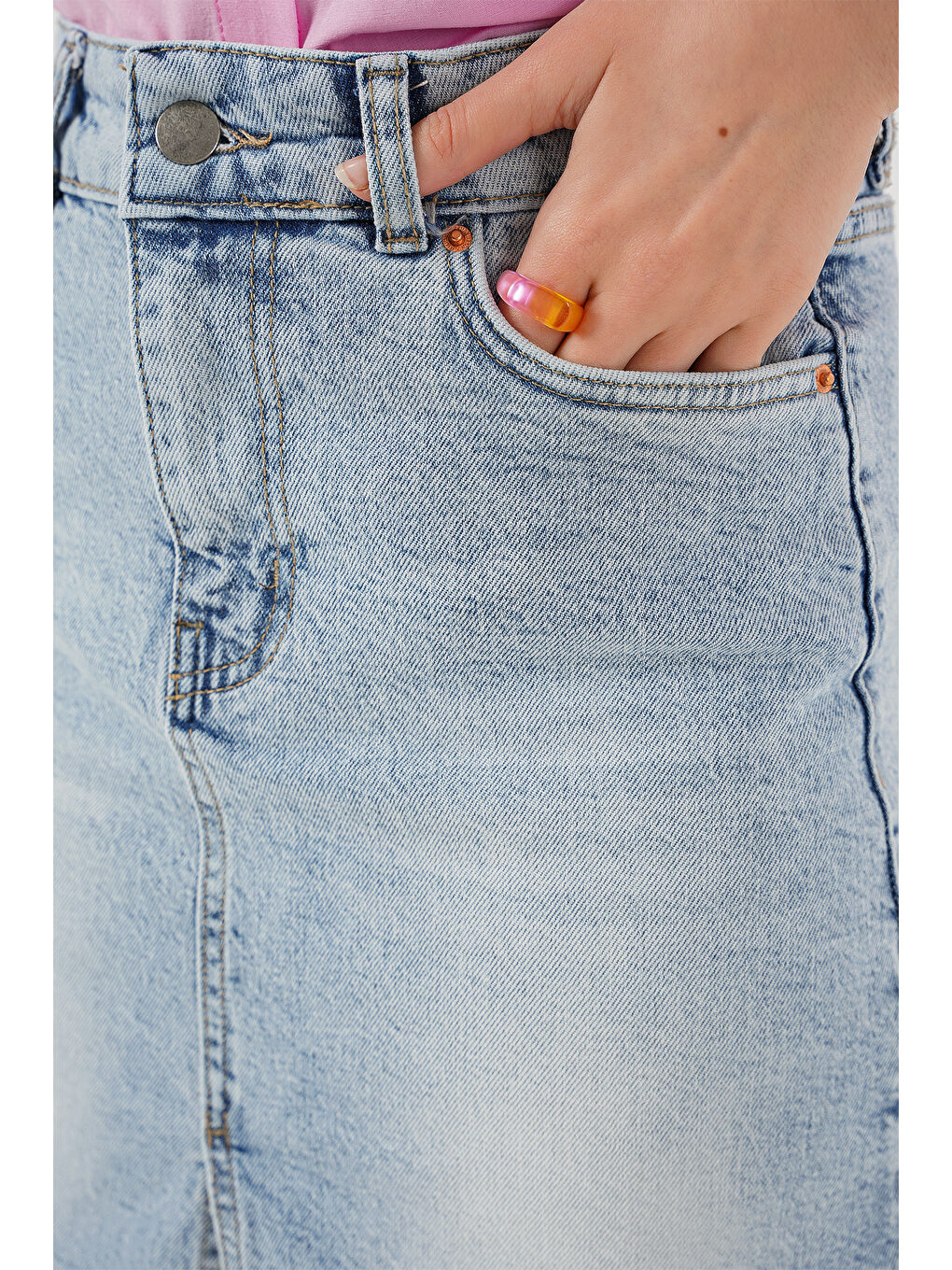 Kadın Mini Jean Etek 8037   Mavi-5