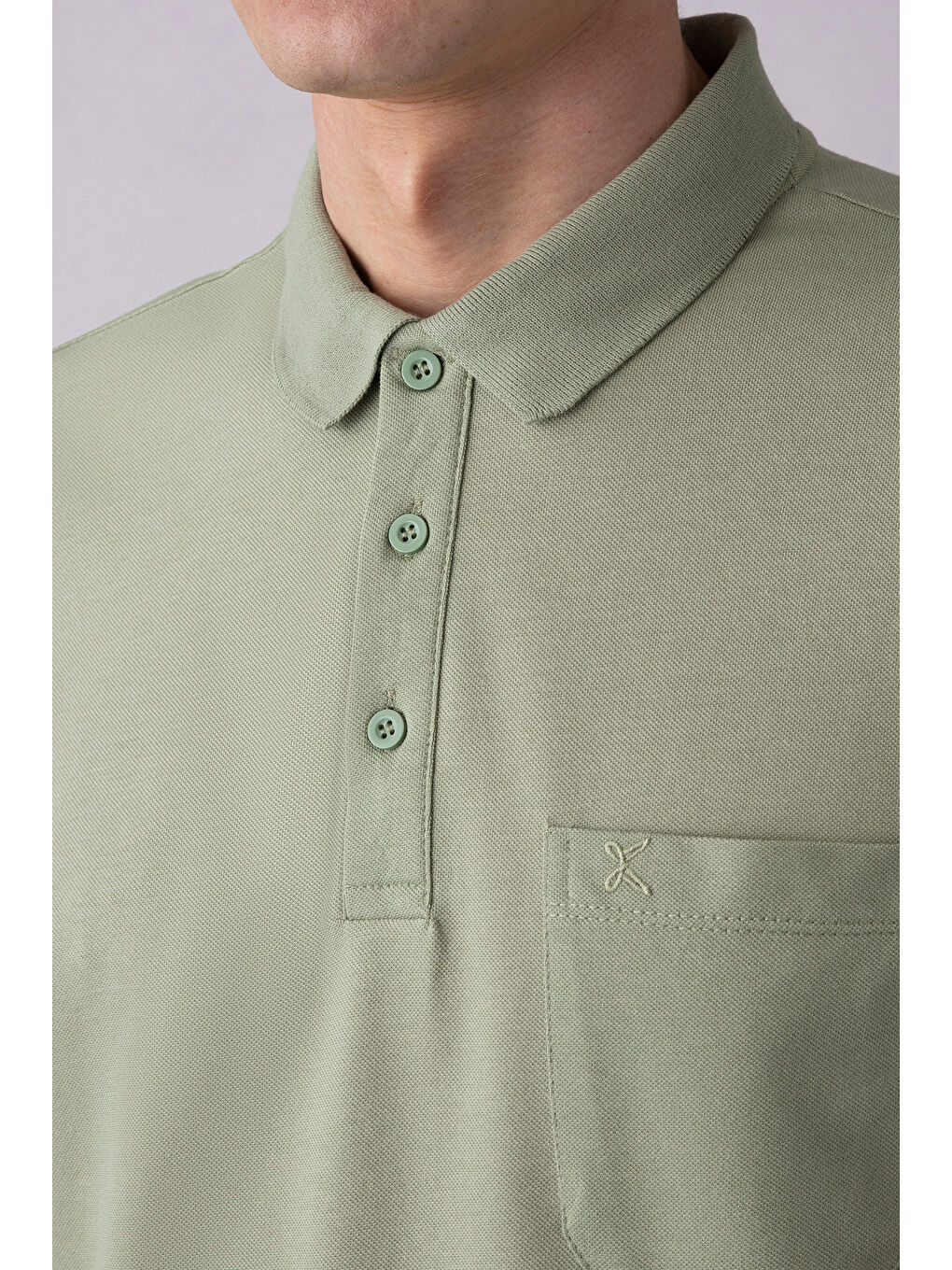 Yeşil Regular Fit Pamuklu Nakışlı Cepli Polo Yaka Tişört-2