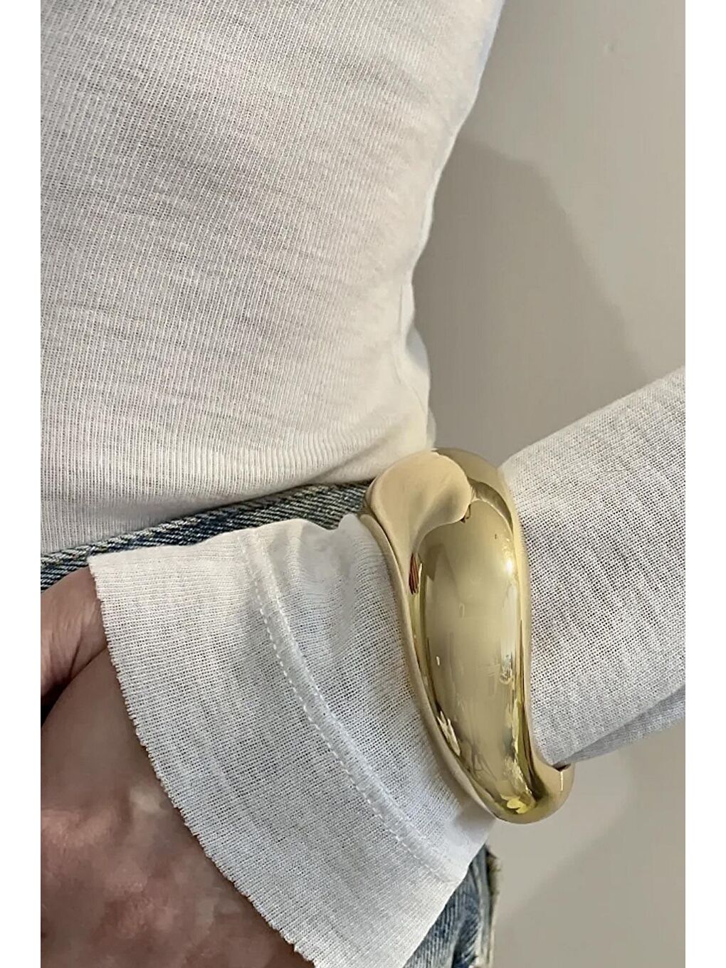 Sarı Altın Kaplama Kalın Cuff Kelepçe Bilezik