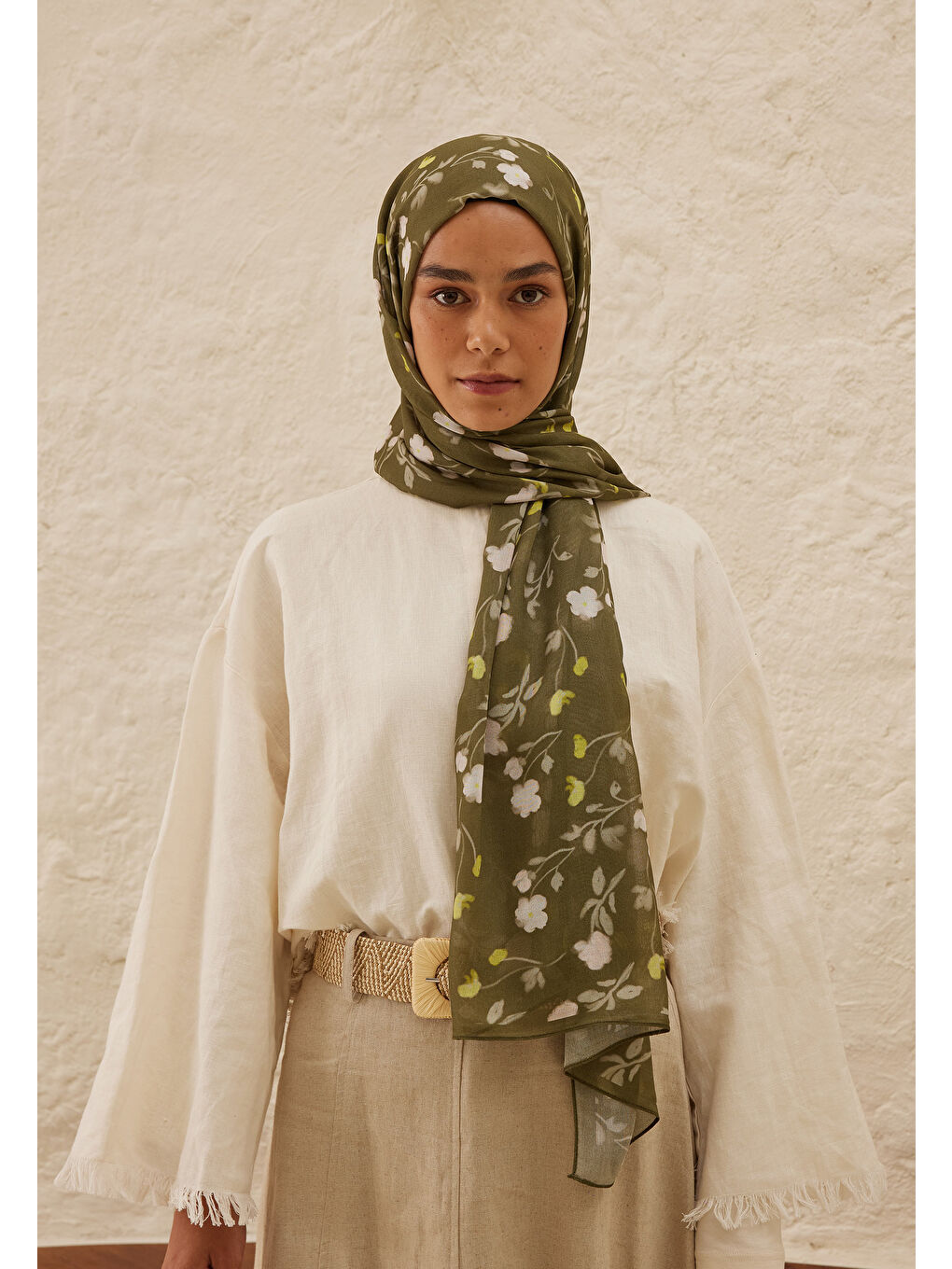 Soft Flowers  Desen Rami Şal Haki-2