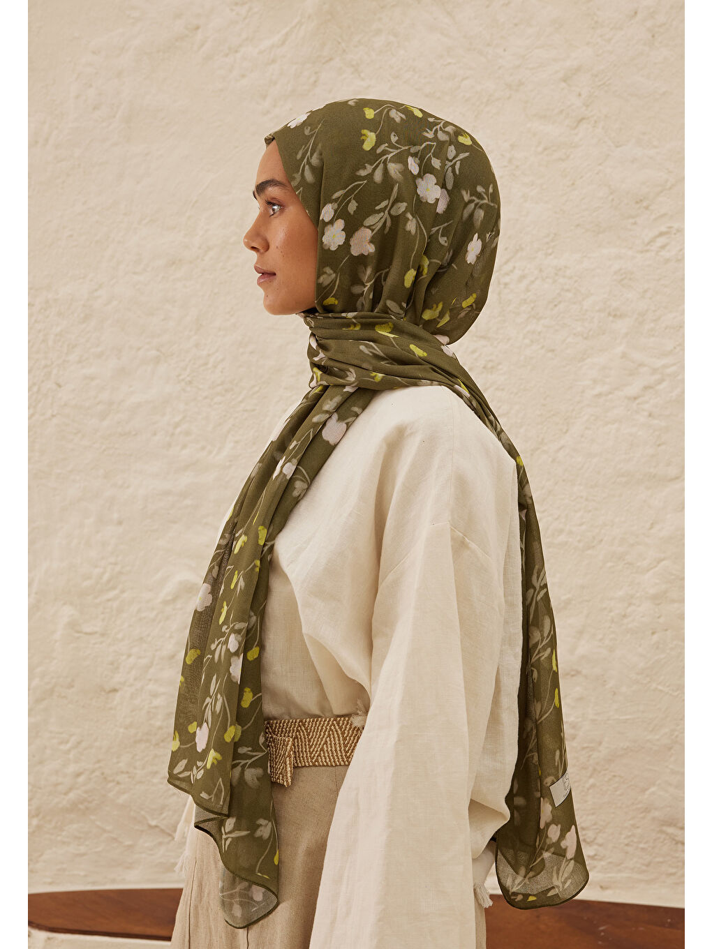 Soft Flowers  Desen Rami Şal Haki-3
