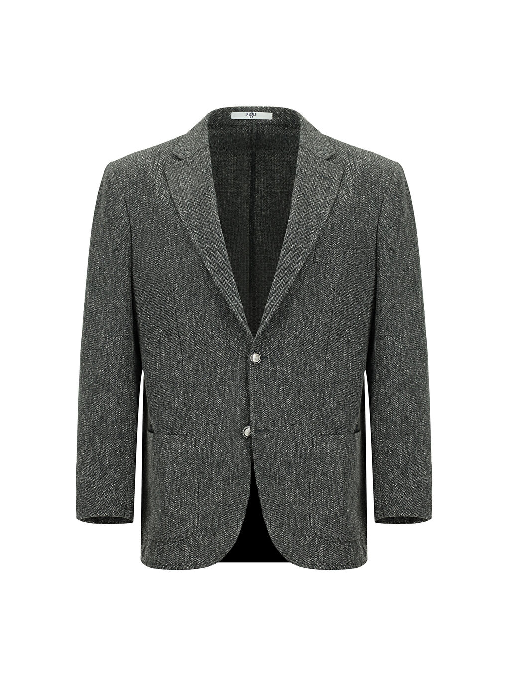 Antrasit Relaxed Fit Rahat Kesim Desenli Elastanlı Spor Ceket