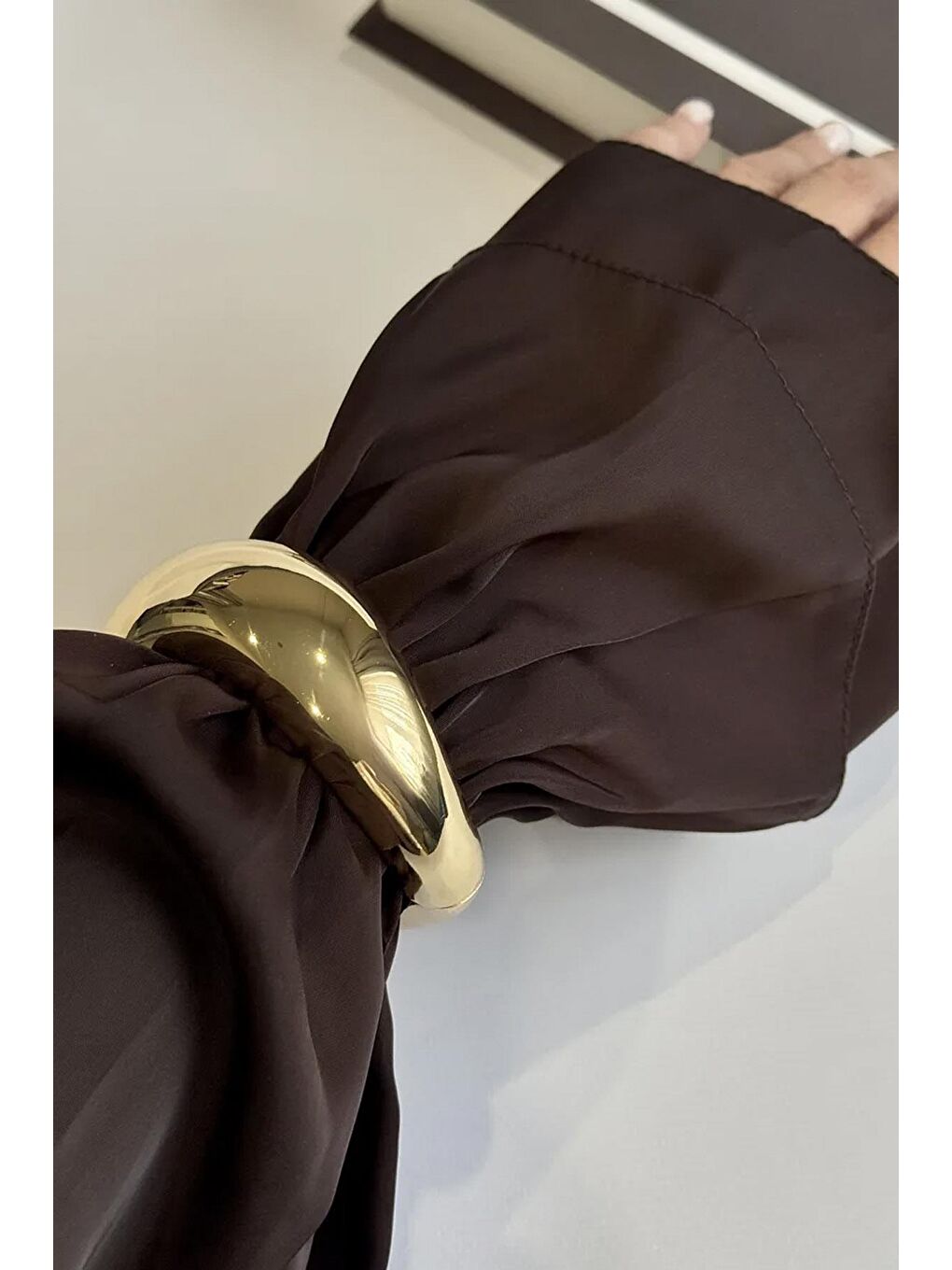 Sarı Altın Kaplama Kalın Cuff Kelepçe Bilezik-3