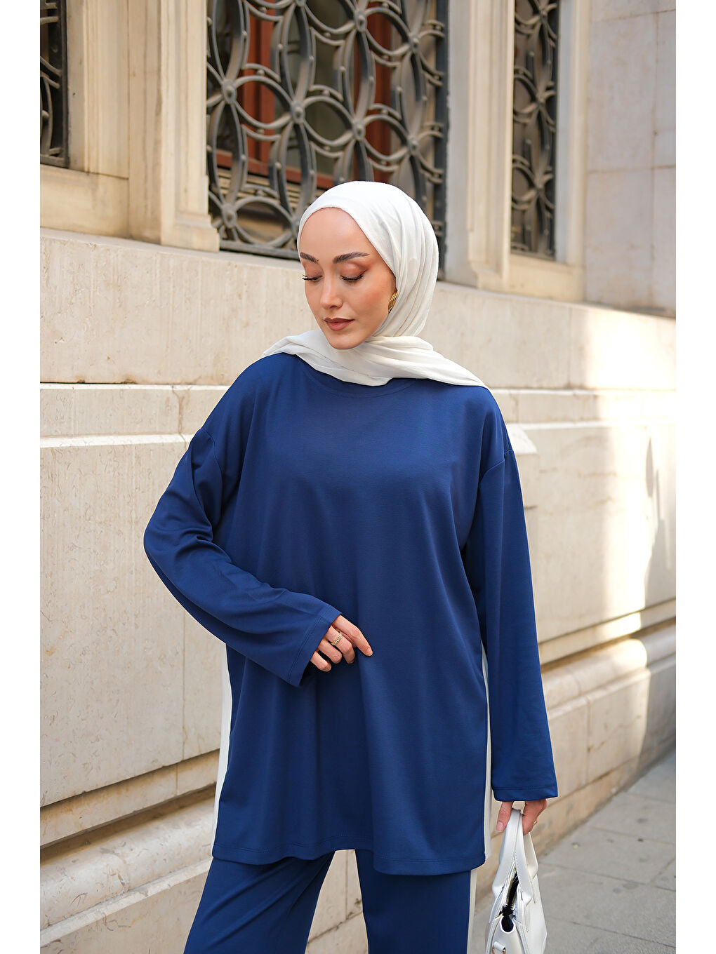 Kadın Yan Şerit Detay İkili Takım Lacivert-2