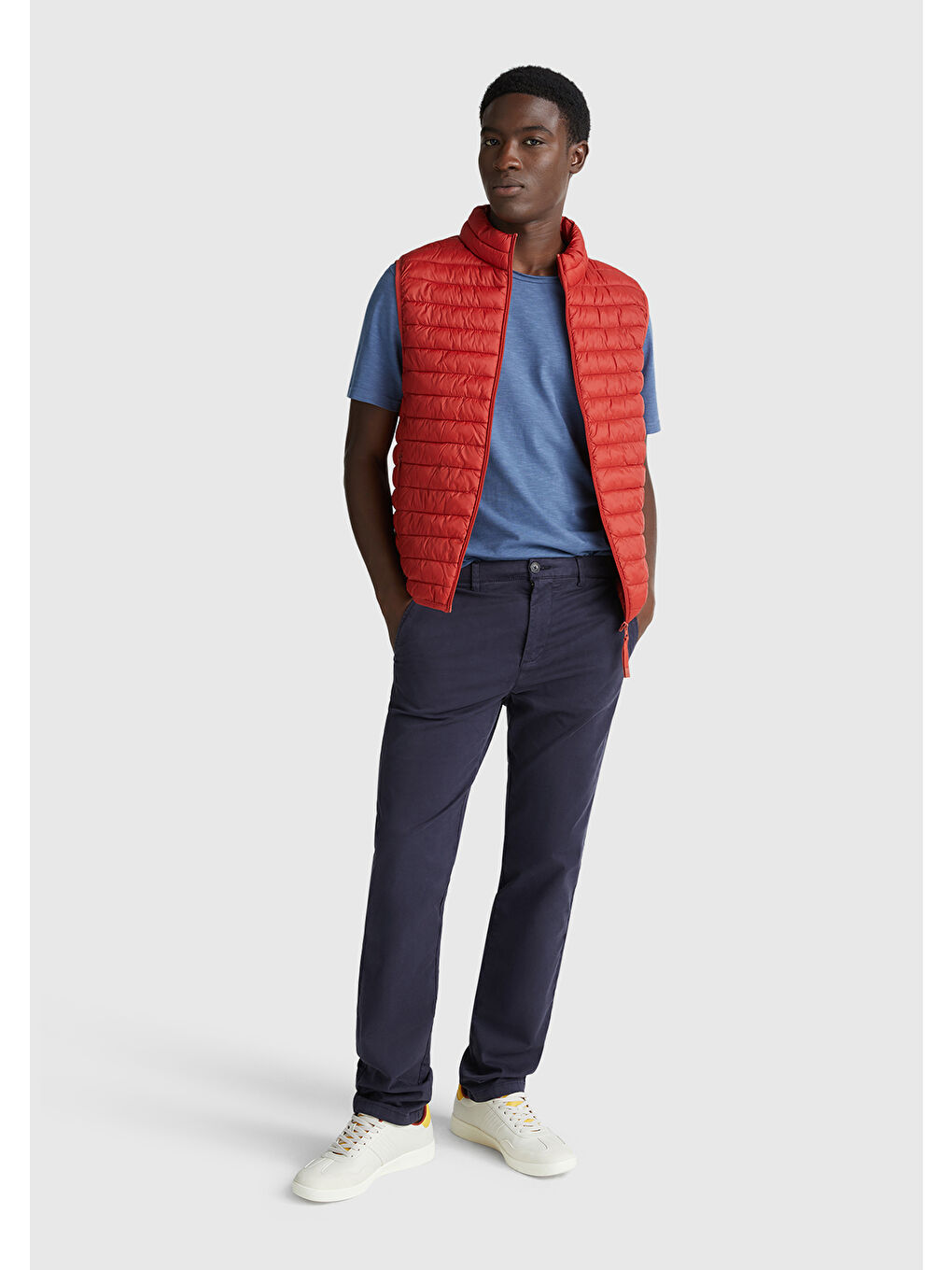 Turkuaz Erkek Havacı Mavi Bisiklet Yaka Slub T-shirt-4