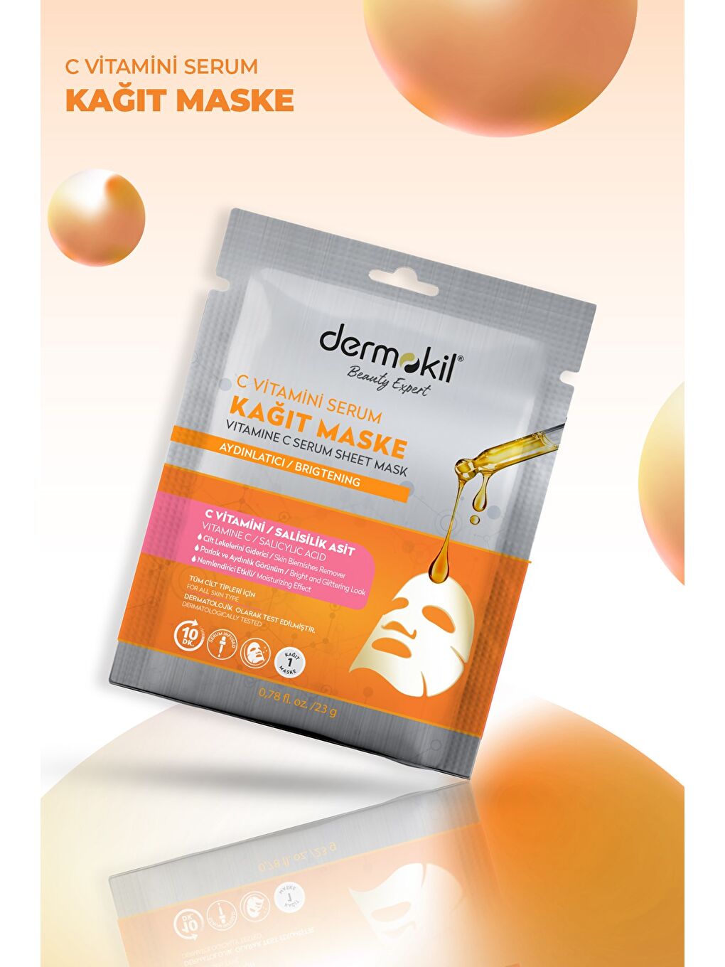 C Vitamini Serum İçeren Kağıt Yüz Maskesi x 5 Adet-2