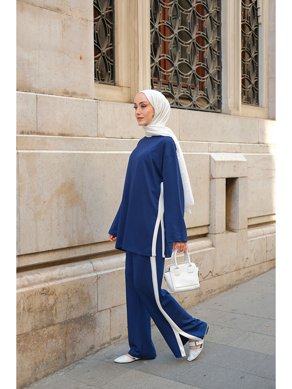 Kadın Yan Şerit Detay İkili Takım Lacivert-3