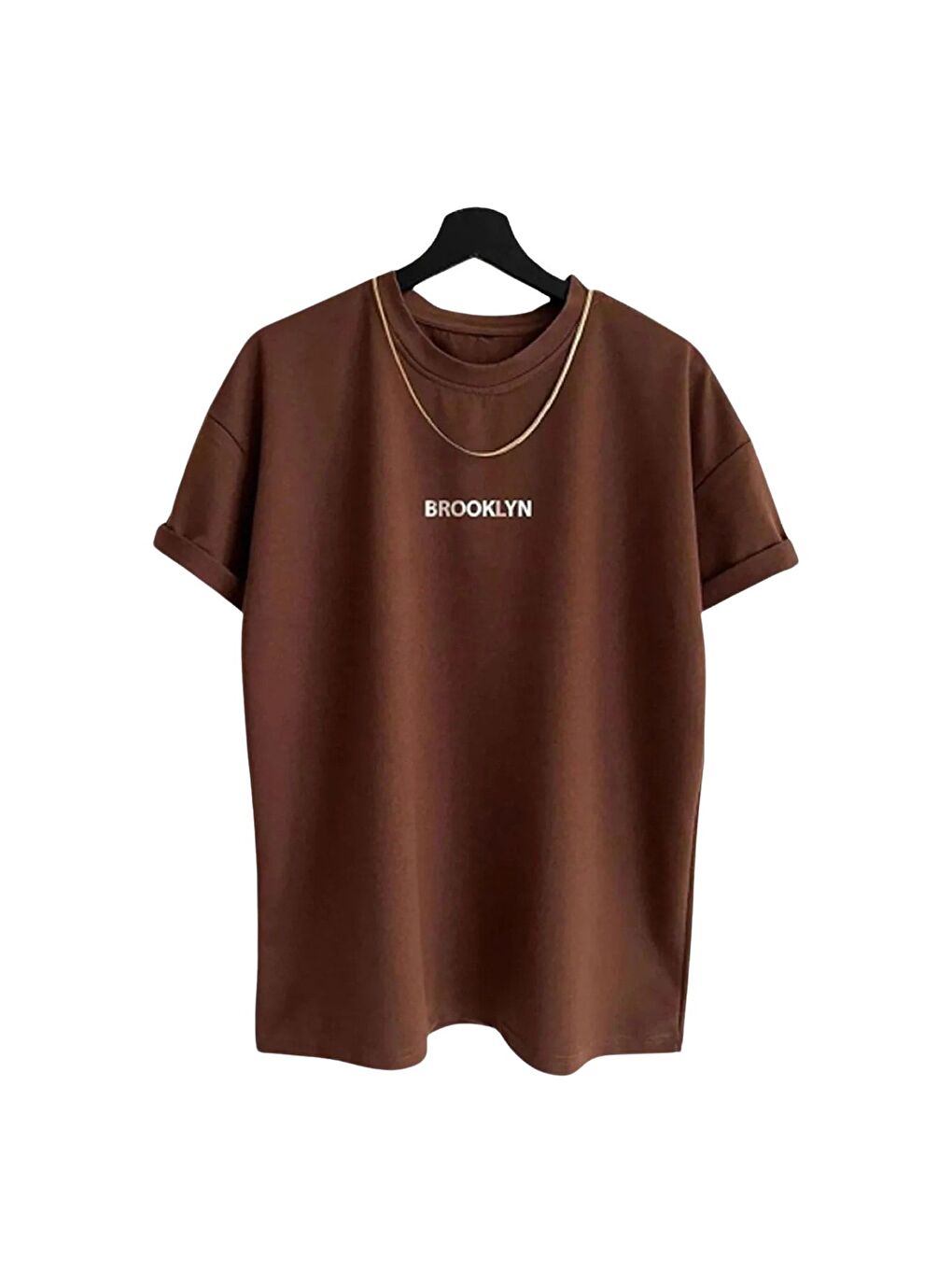Kahverengi Erkek Brooklyn Baskılı 3 lü Paket Kahve Gri Siyah Kısa Kollu Tişört-2