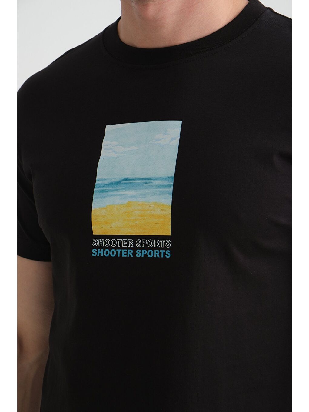 Siyah Erkek T-Shirt %100 Pamuk Minimalist Tasarım Regular Kalıp Baskılı-1