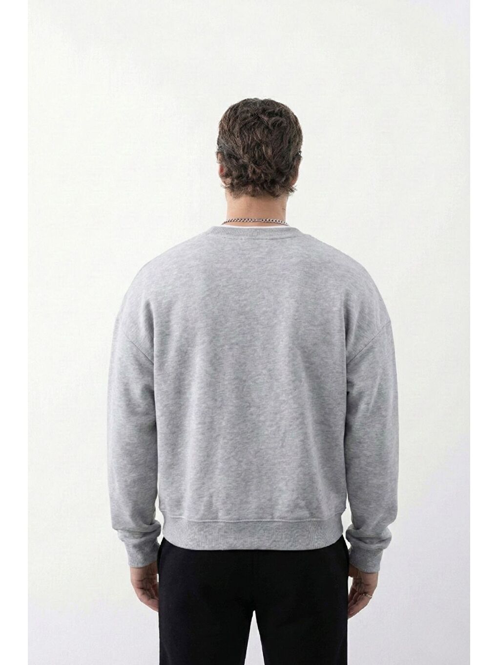 Erkek Boxy Oversize Gri Sweatshirt-2